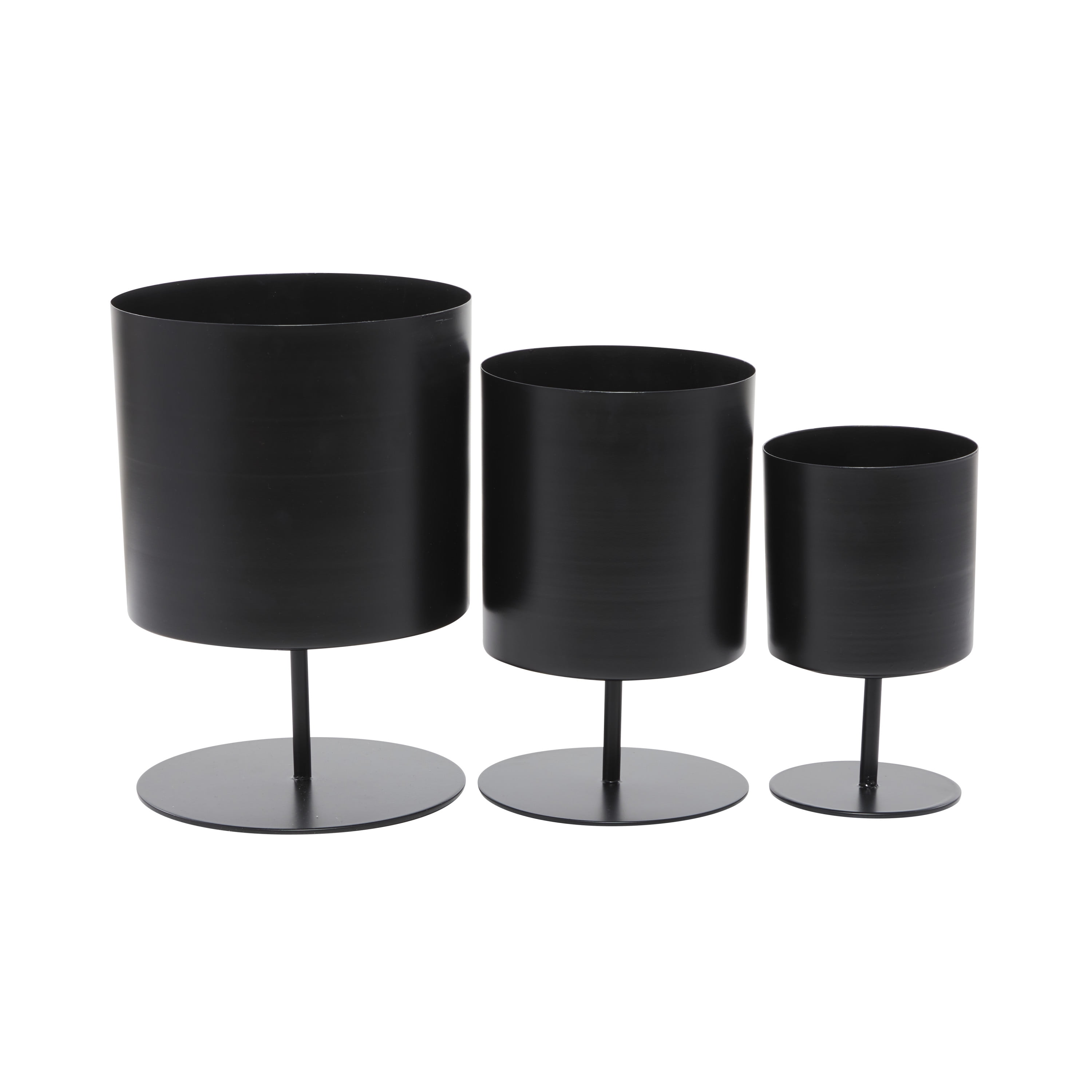 Black Metal Round Indoor Planter Set of 3