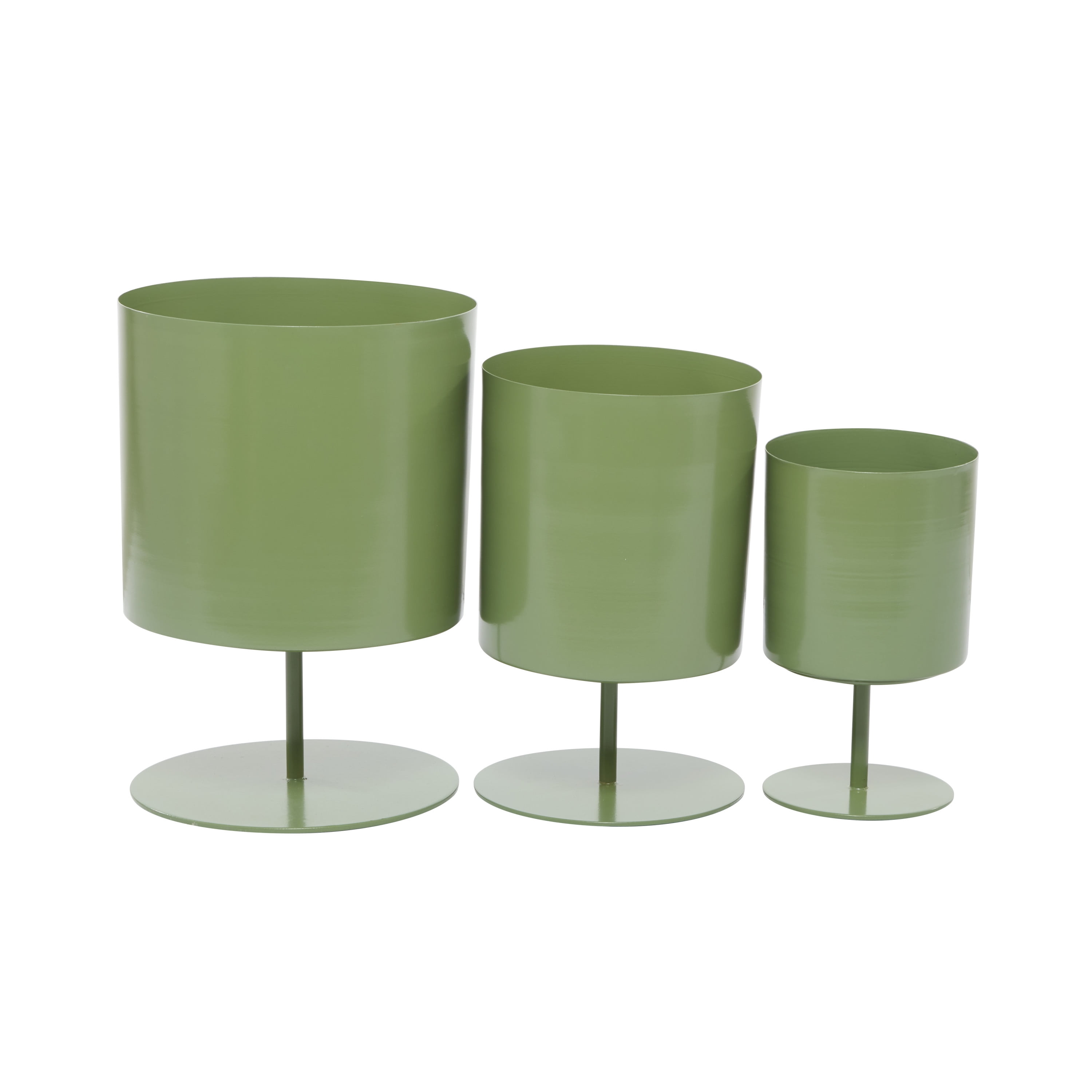 DecMode 14", 13", 10"H Green Metal Planter (3 Count)