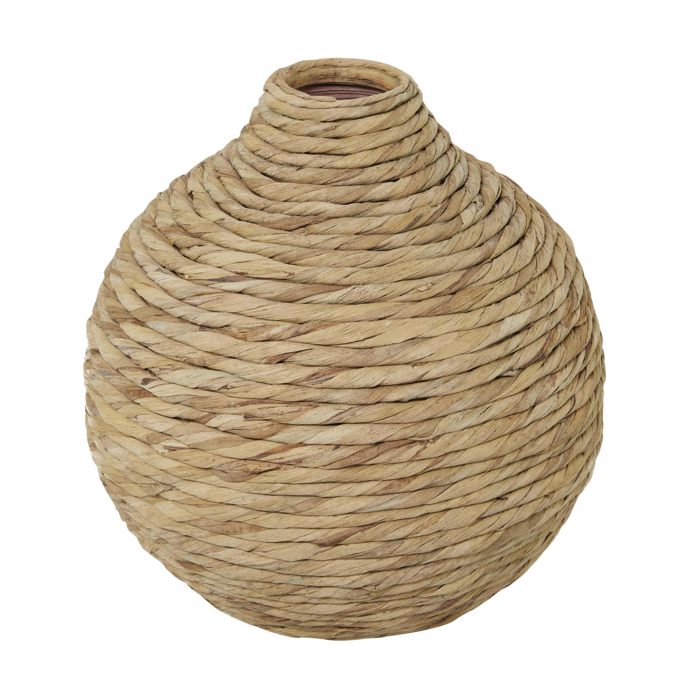 DecMode 14" Handmade Woven Brown Seagrass Vase