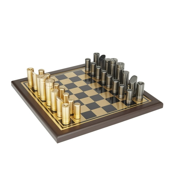 DecMode 14" x 4" Gold Aluminum Chess Game Set, 1-Piece