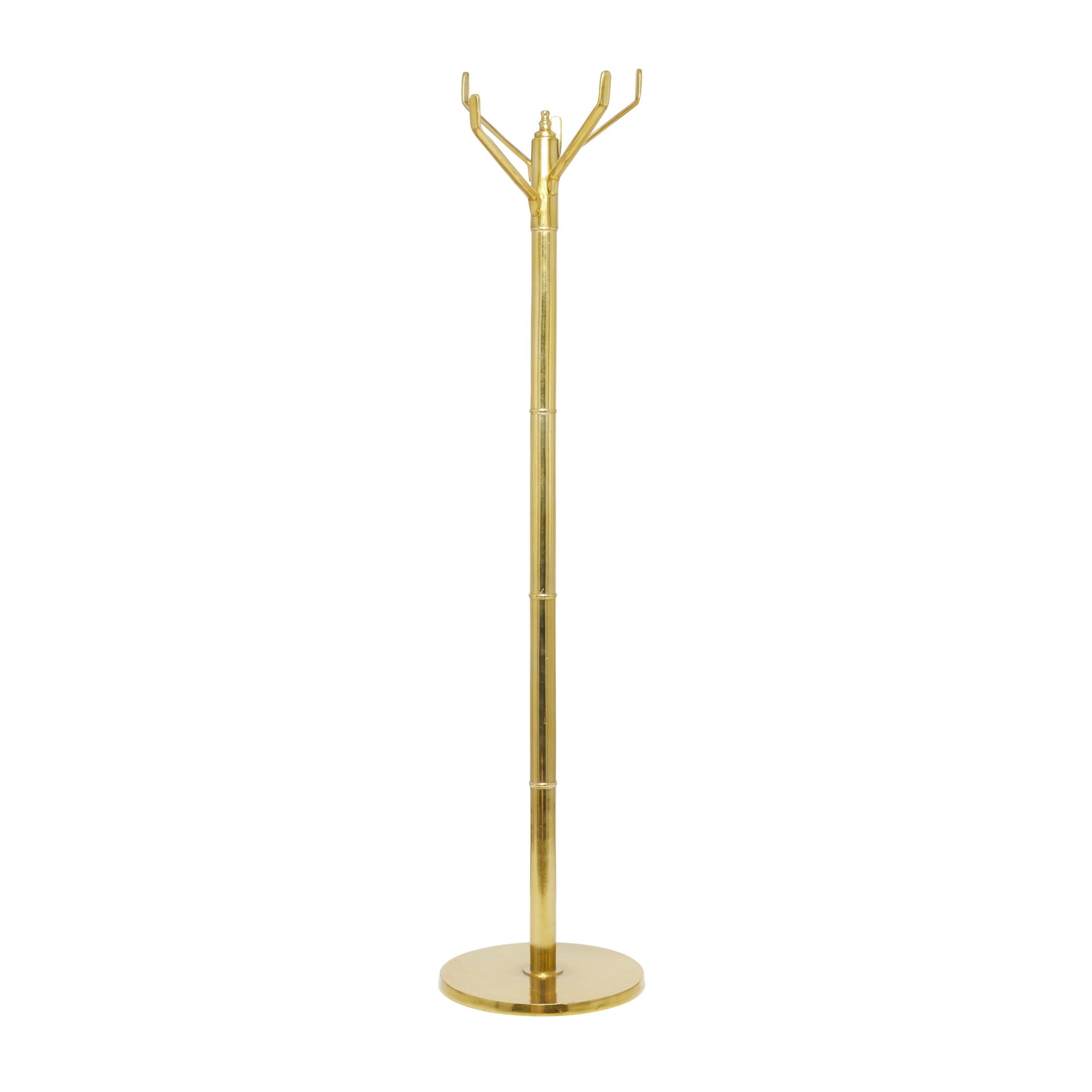 DecMode 15" x 69" Gold Aluminum Metal Sleek 4 Hook Coat Rack, 1-Piece