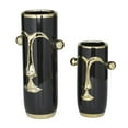 thumbnail image 1 of DecMode 16", 11"H Face Abstract Black Ceramic Vase with Gold Details, Set of 2, 1 of 12