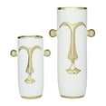 thumbnail image 1 of DecMode 16", 11"H Face White Ceramic Vase with Gold Details, Set of 2, 1 of 7