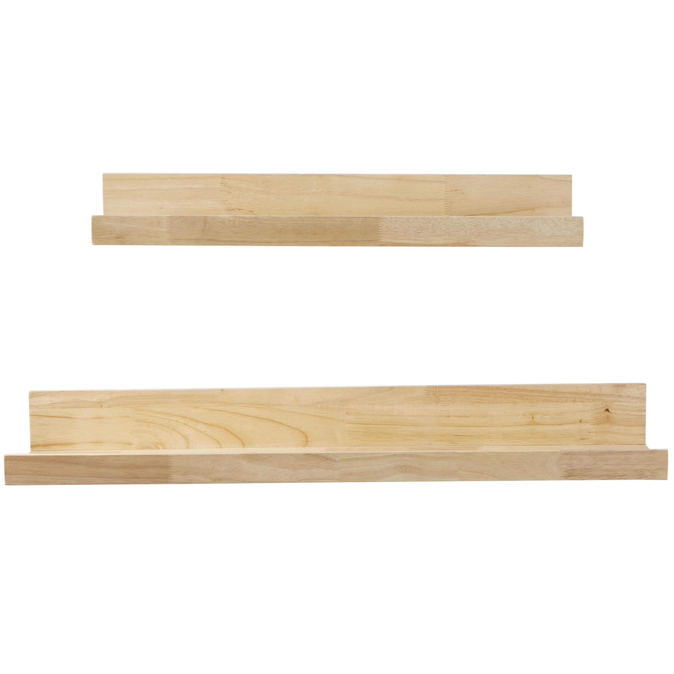 DecMode 18", 24"W 2-Tier Light Brown Wall Shelf with Lip (2 Count)