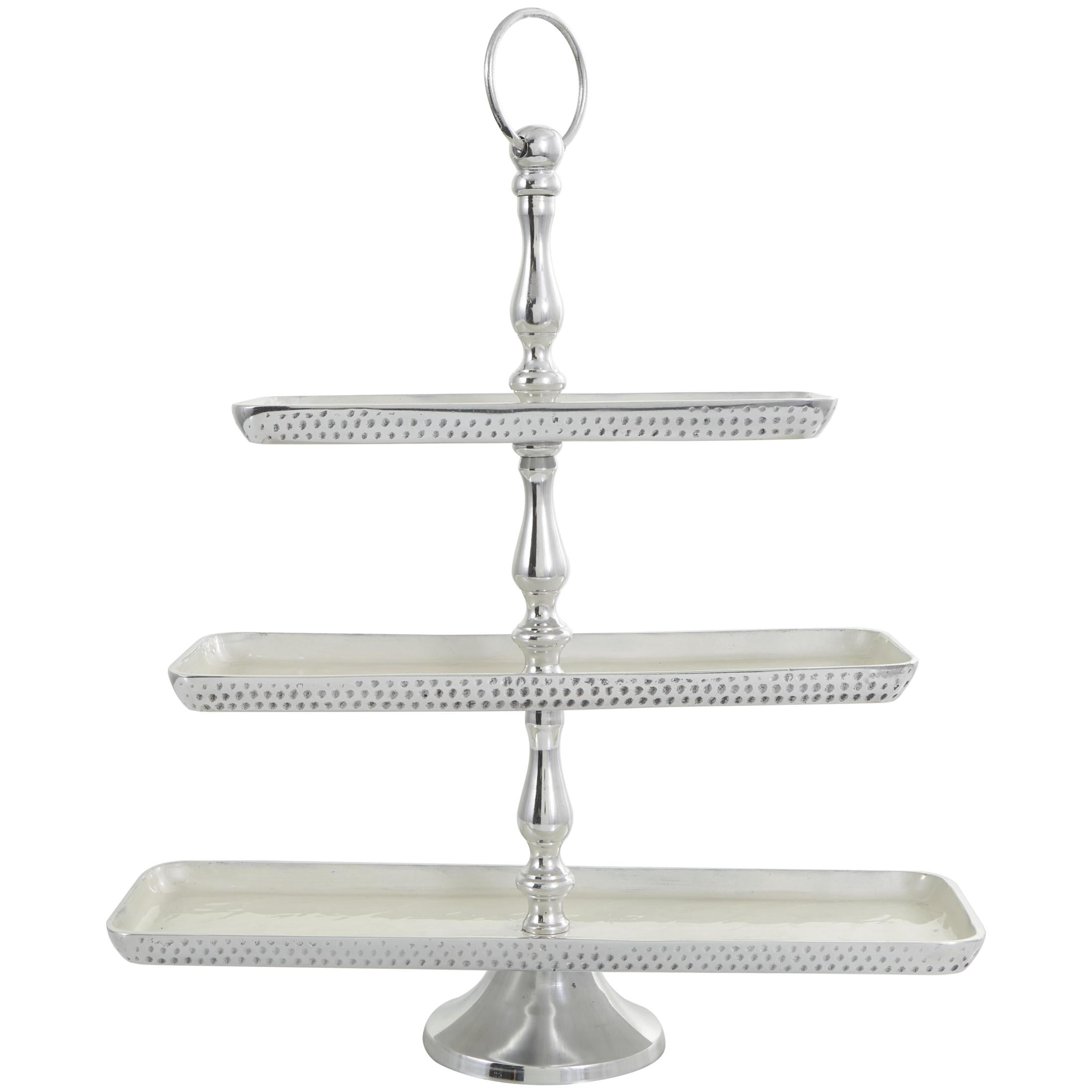 DecMode 18" x 19" Silver Aluminum Metal 3 Tiered Server, 1-Piece