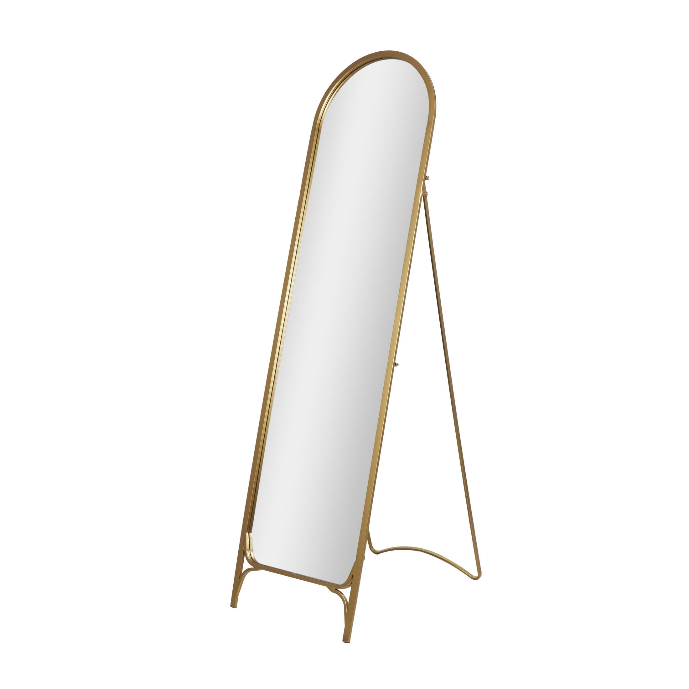 DecMode 18" x 65" Gold Metal Arched Freestanding Foldable Floor Mirror