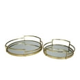 thumbnail image 1 of DecMode 19", 14"W Gold Stainless Steel Metal Round Mirrored Tray with Elevated Rim and Handles, 2-Pieces, 1 of 11