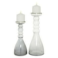 thumbnail image 1 of DecMode 2 Candle Gray Glass Handmade Bubble Pillar Candle Holder, Set of 2, 1 of 9