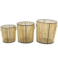 thumbnail image 1 of DecMode 20", 18", 15"H Light Brown Rattan Handmade Slatted Frame Storage Basket with Ring Handles, 3-Pieces, 1 of 7