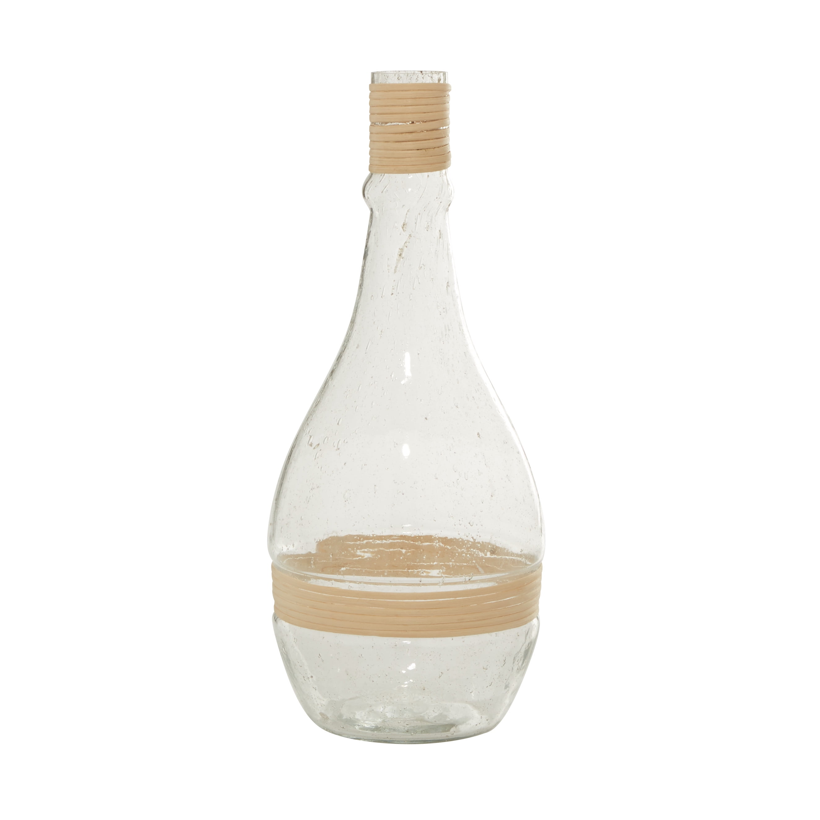 DecMode 20" Glass Vase with Rattan Detail