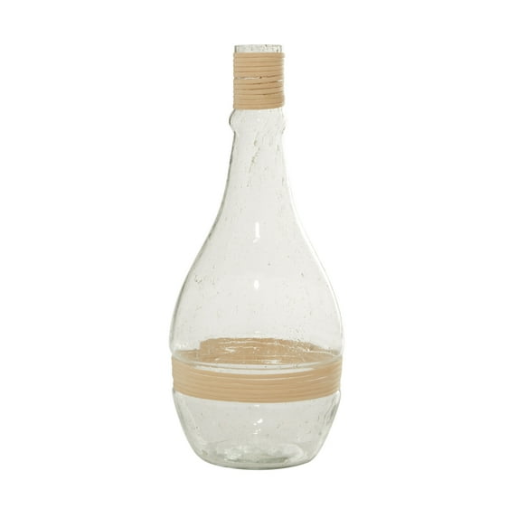 DecMode 20" Glass Vase with Rattan Detail
