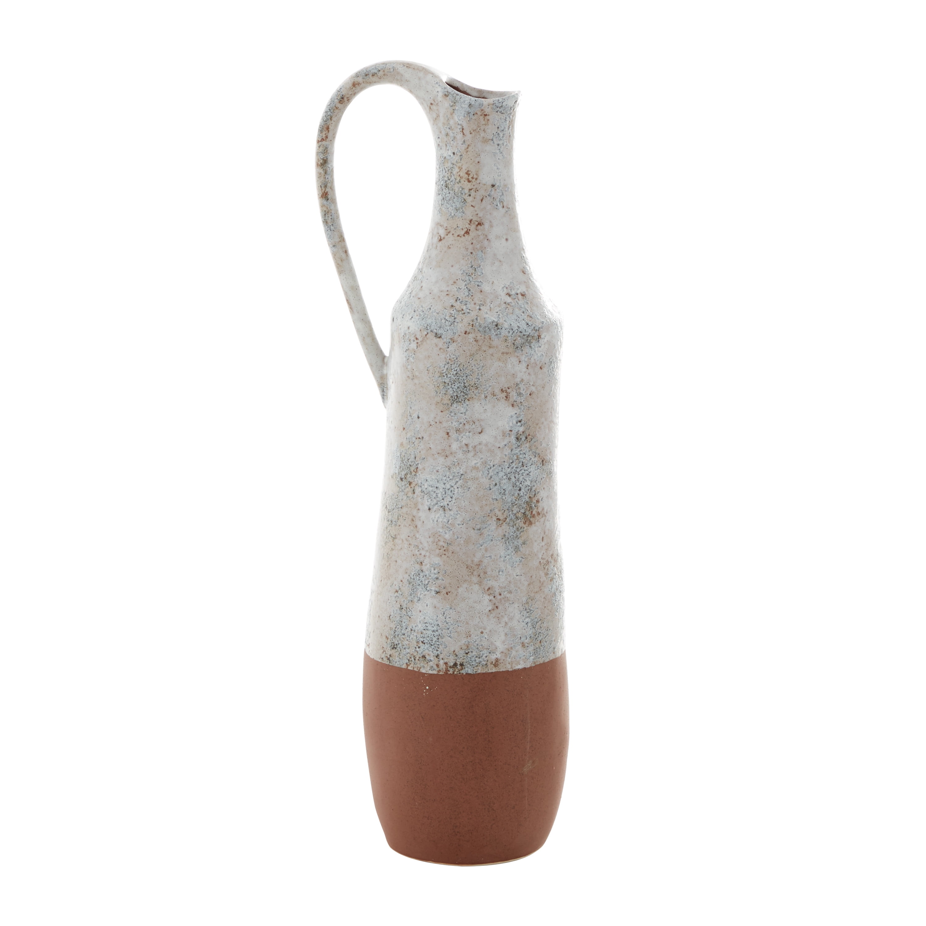 DecMode 23" Handmade White Ceramic Vase with Terracotta Accents