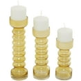 thumbnail image 1 of DecMode 3 Candle Yellow Glass Bubble Pillar Candle Holder, Set of 3, 1 of 7