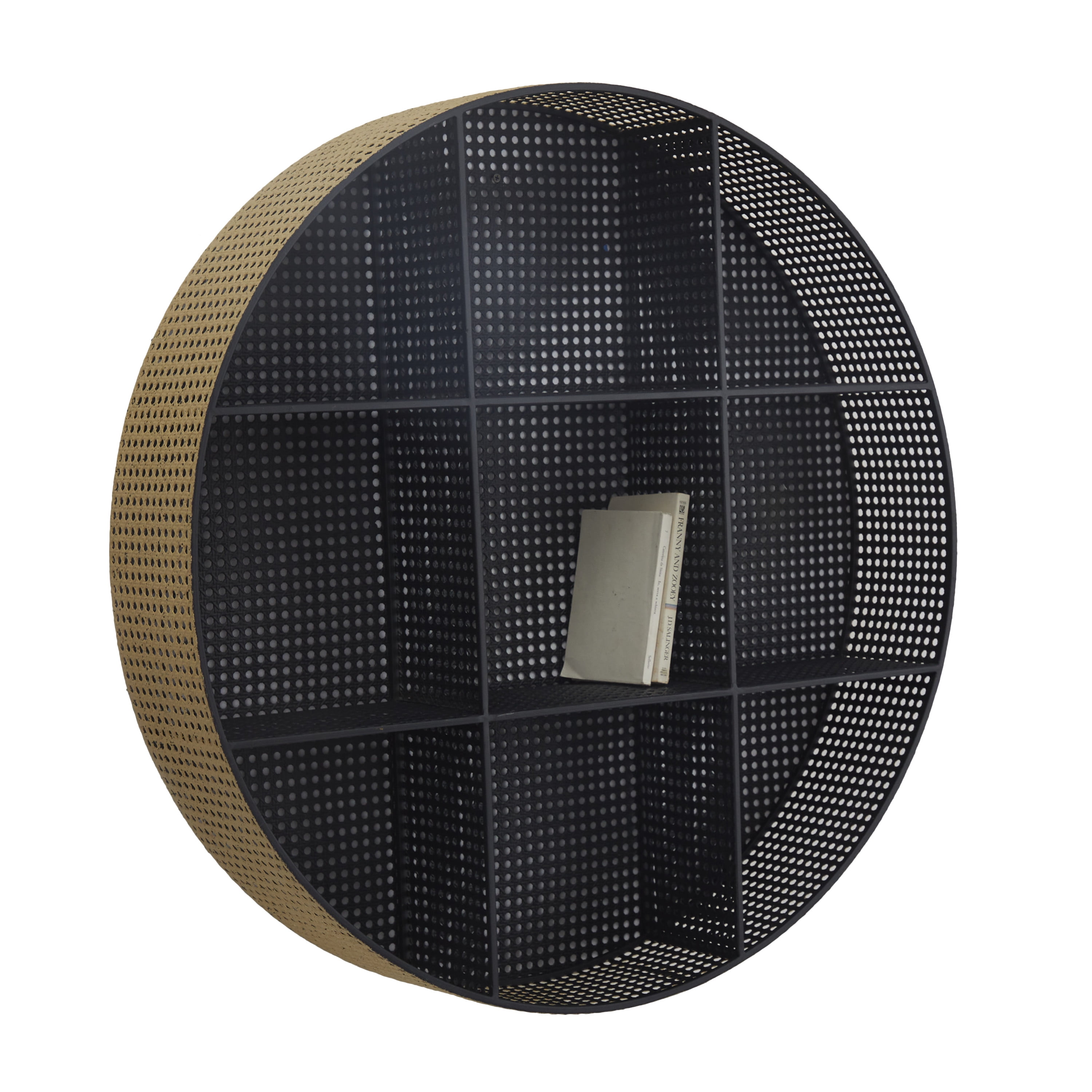 DecMode 32" x 6" Round 2-Tier Black Wall Shelf
