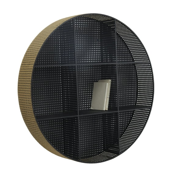 DecMode 32" x 6" Round 2-Tier Black Wall Shelf