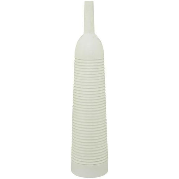 DecMode 36" Ribbed Tapered Cone Floor White Metal Vase