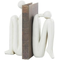 DecMode 4" People White Polystone Bookends (Set of 2)