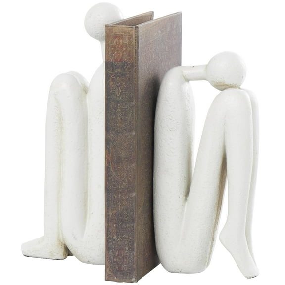 DecMode 4" People White Polystone Bookends (Set of 2)
