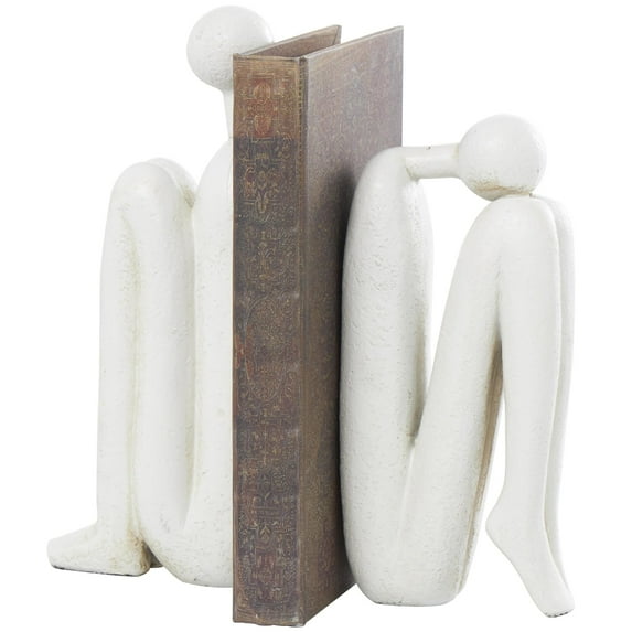 DecMode 4" People White Polystone Bookends (Set of 2)