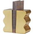 thumbnail image 1 of DecMode 4" Wave Inspired Gold Aluminum Bookends (Set of 2), 1 of 8