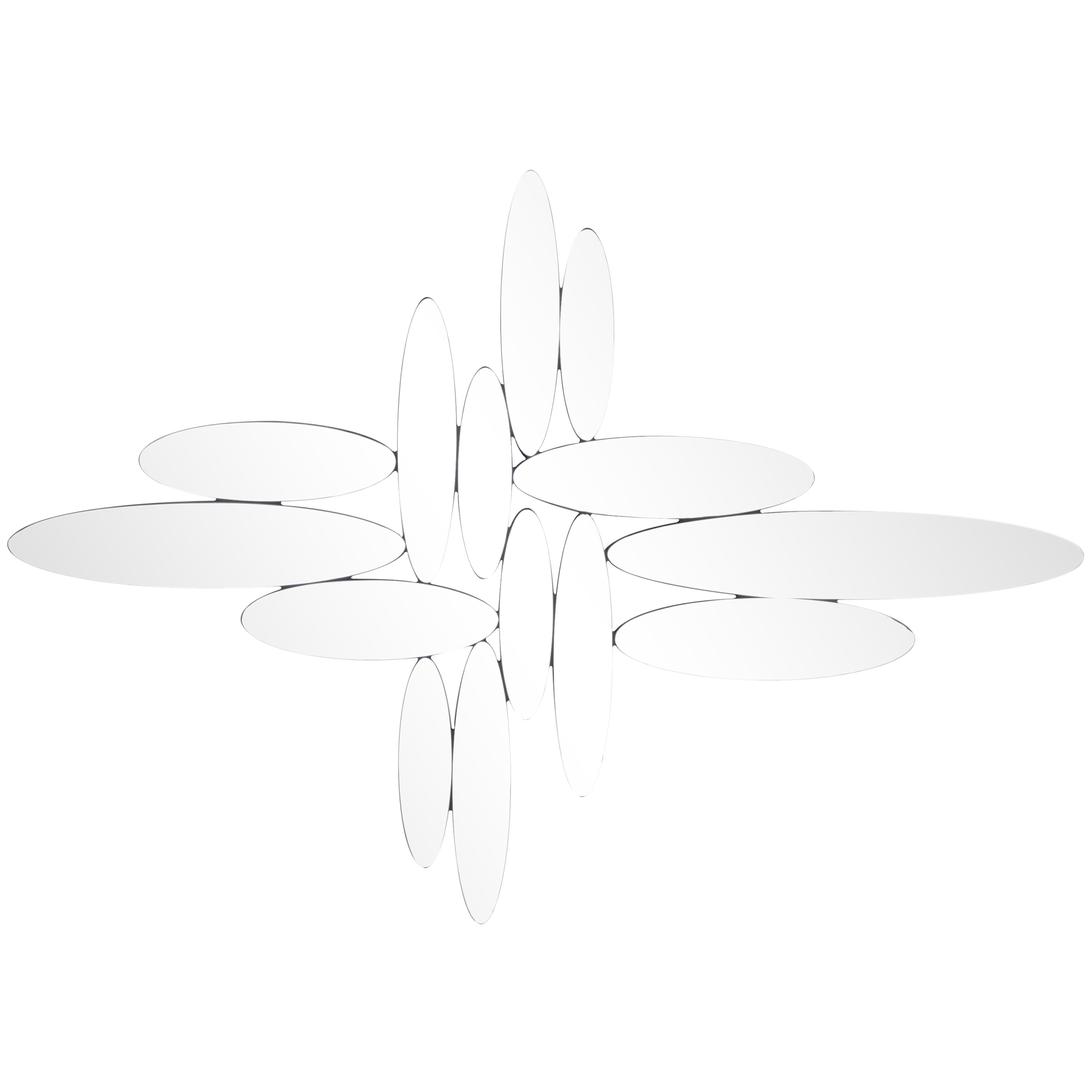 DecMode 40" x 28" Silver Abstract Oval Wall Mirror