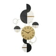 thumbnail image 1 of DecMode 44" x 23" Black Metal Geometric Half Moon Wall Clock with Adjustable Clock Face, 1 of 7