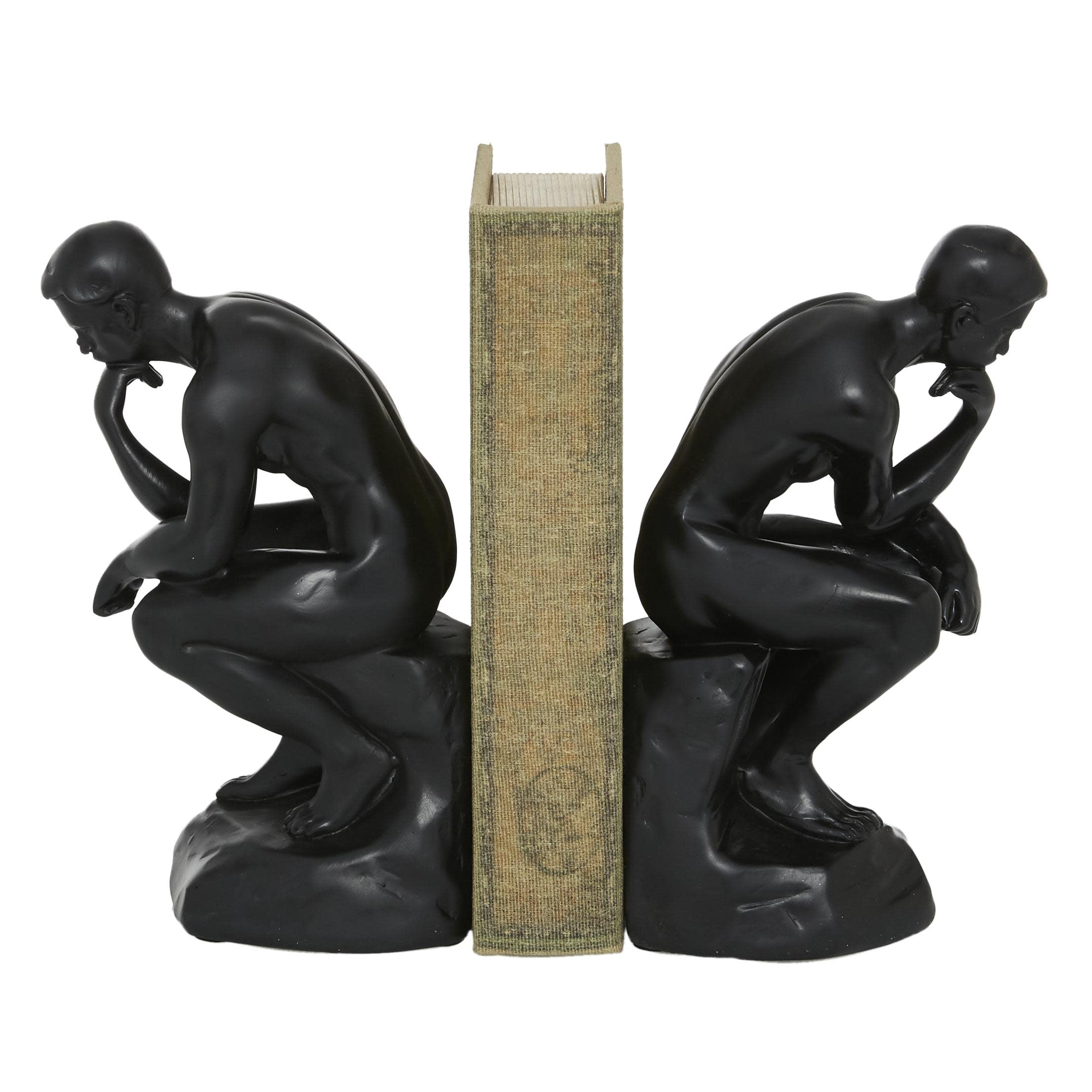 Black Resin The Thinker People Bookends Set of 2