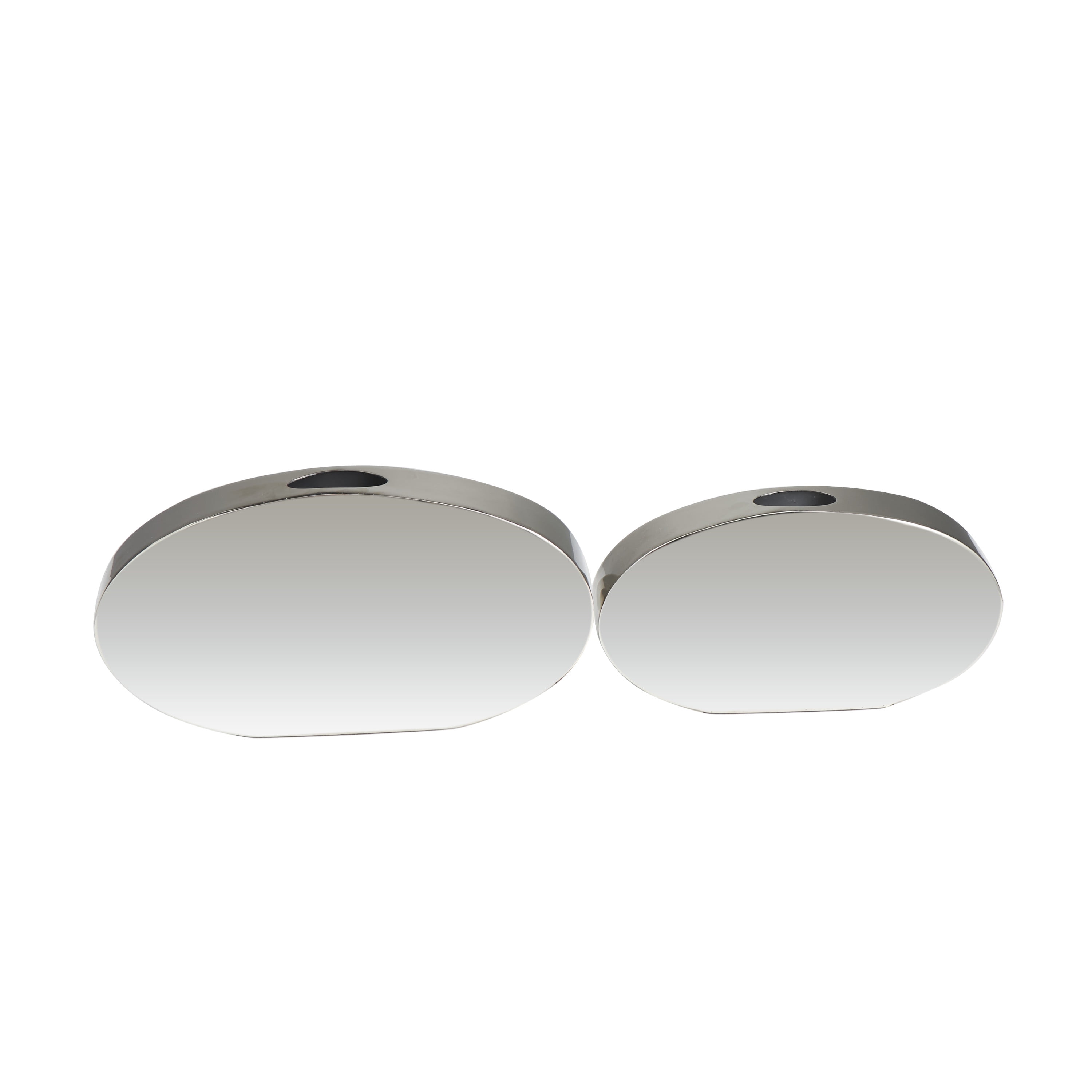 DecMode 7", 6"H Silver Stainless Steel Metal Vase with a Sleek Mirror Finish, Set of 2