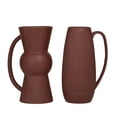 thumbnail image 1 of DecMode 7"W, 12"H Ribbed Red Ceramic Vase with Handles, Set of 2, 1 of 14