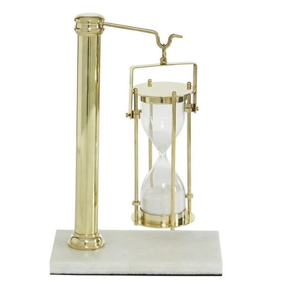 DecMode 7" x 11" Gold Metal Hourglass Sand Timer, 1-Piece