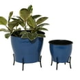 thumbnail image 1 of DecMode 9", 12"H Blue Metal Planter (2 Count), 1 of 7