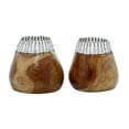 thumbnail image 1 of DecMode 9", 9"H Handmade Brown Wood Vase with Seagrass Accents, Set of 2, 1 of 9