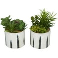 thumbnail image 1 of DecMode 9" Artificial Succulents Plant in Realistic Leaves and Porcelain Pot (2 Count), 1 of 8