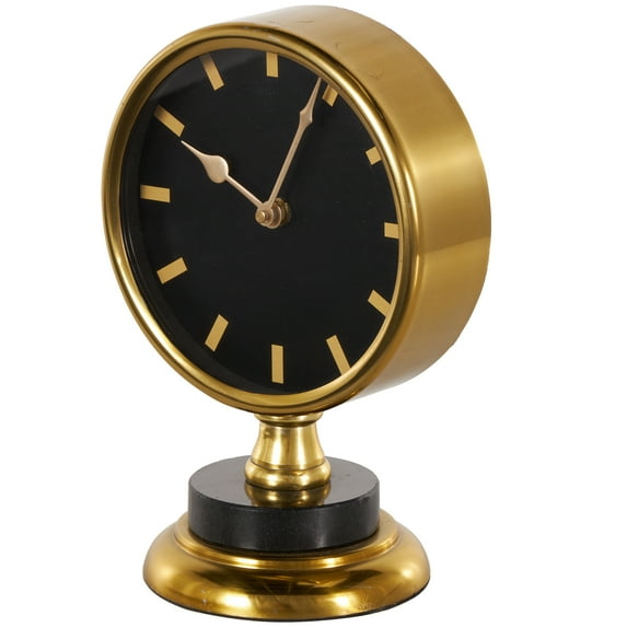 DecMode 9" Gold Stainless Steel Metal Clock with Black Face