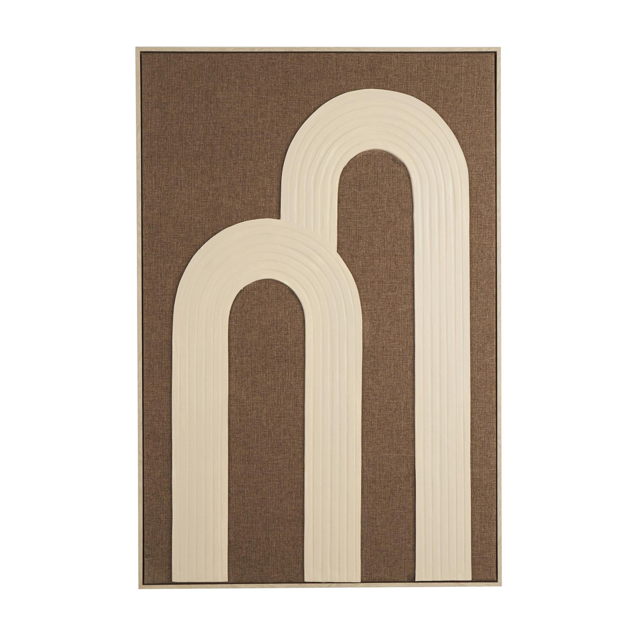 33" x 49" Abstract Framed Wall Art with Overlapping Tan Ribbed Arches, by DecMode