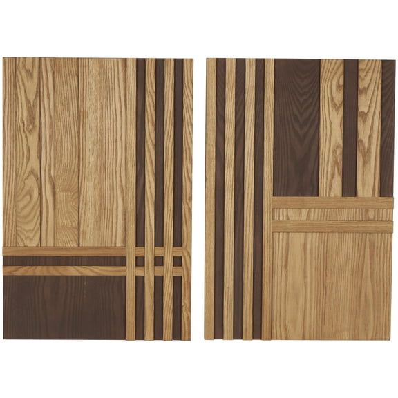 DecMode Brown Wooden Carved Two-Toned Striped Geometric Wall Decor (2 Count)
