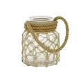 thumbnail image 1 of DecMode Clear Glass Decorative Candle Lantern with Rope Handle, 1 of 10
