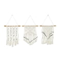 thumbnail image 1 of DecMode Cream Cotton Handmade Intricately Weaved Macrame Wall Decor with Beaded Fringe Tassels (3 Count), 1 of 14