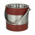 thumbnail image 1 of DecMode Cylinder Leather Handmade Red Ice Bucket with Lid, 1 of 7