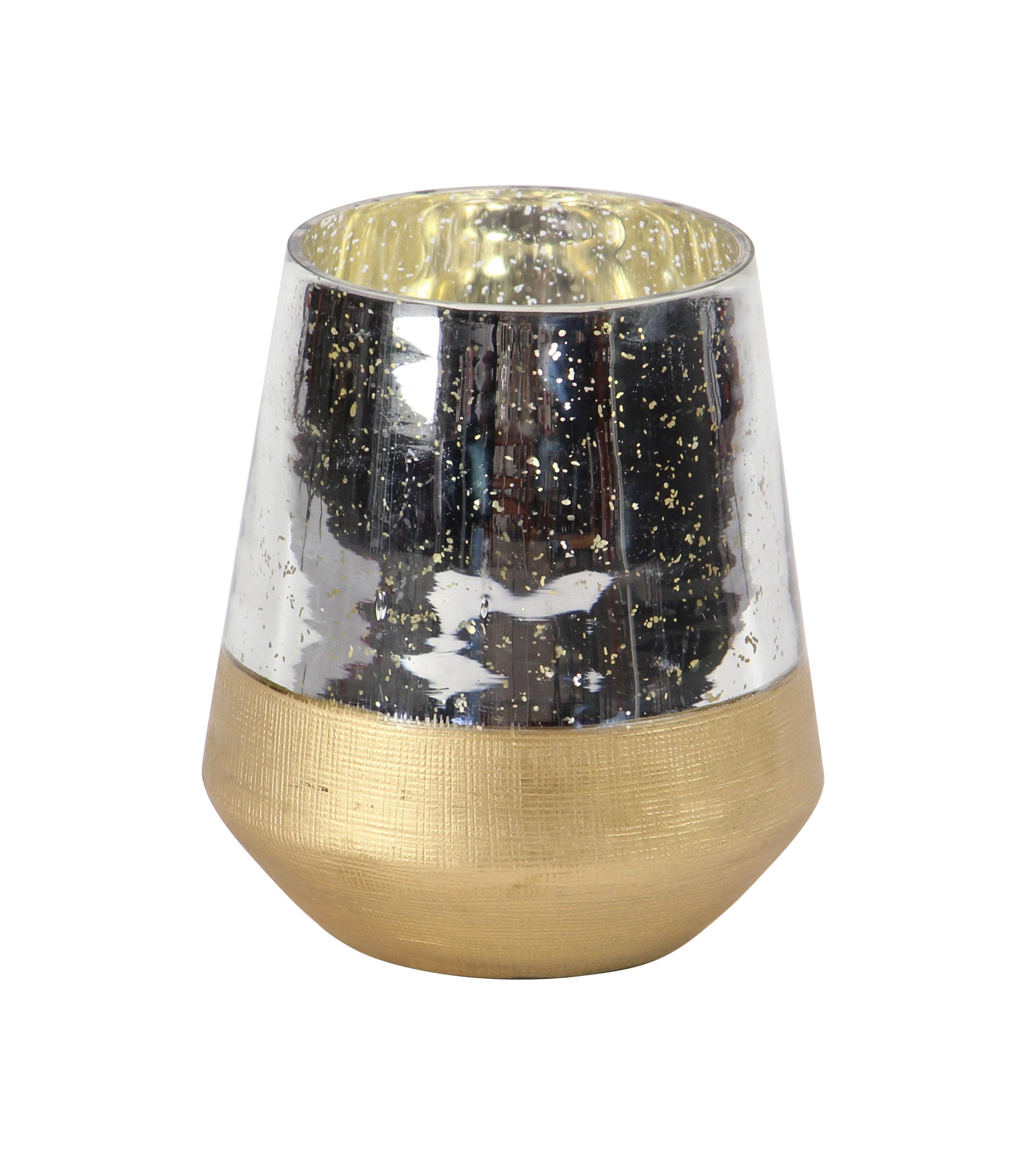 Gold and Silver Glass Hanging Candle Lantern, 7"