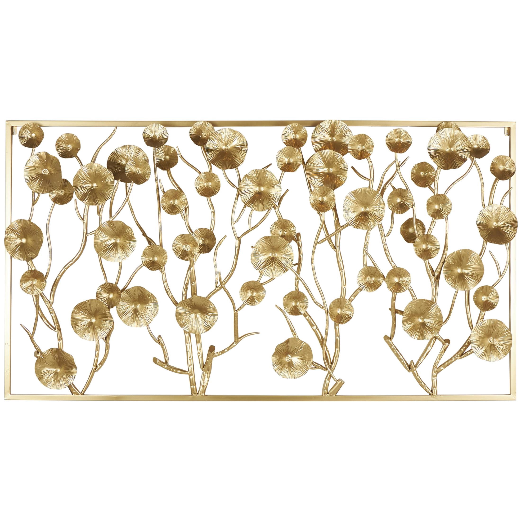 DecMode Gold Metal Dimensional Floral Wall Decor