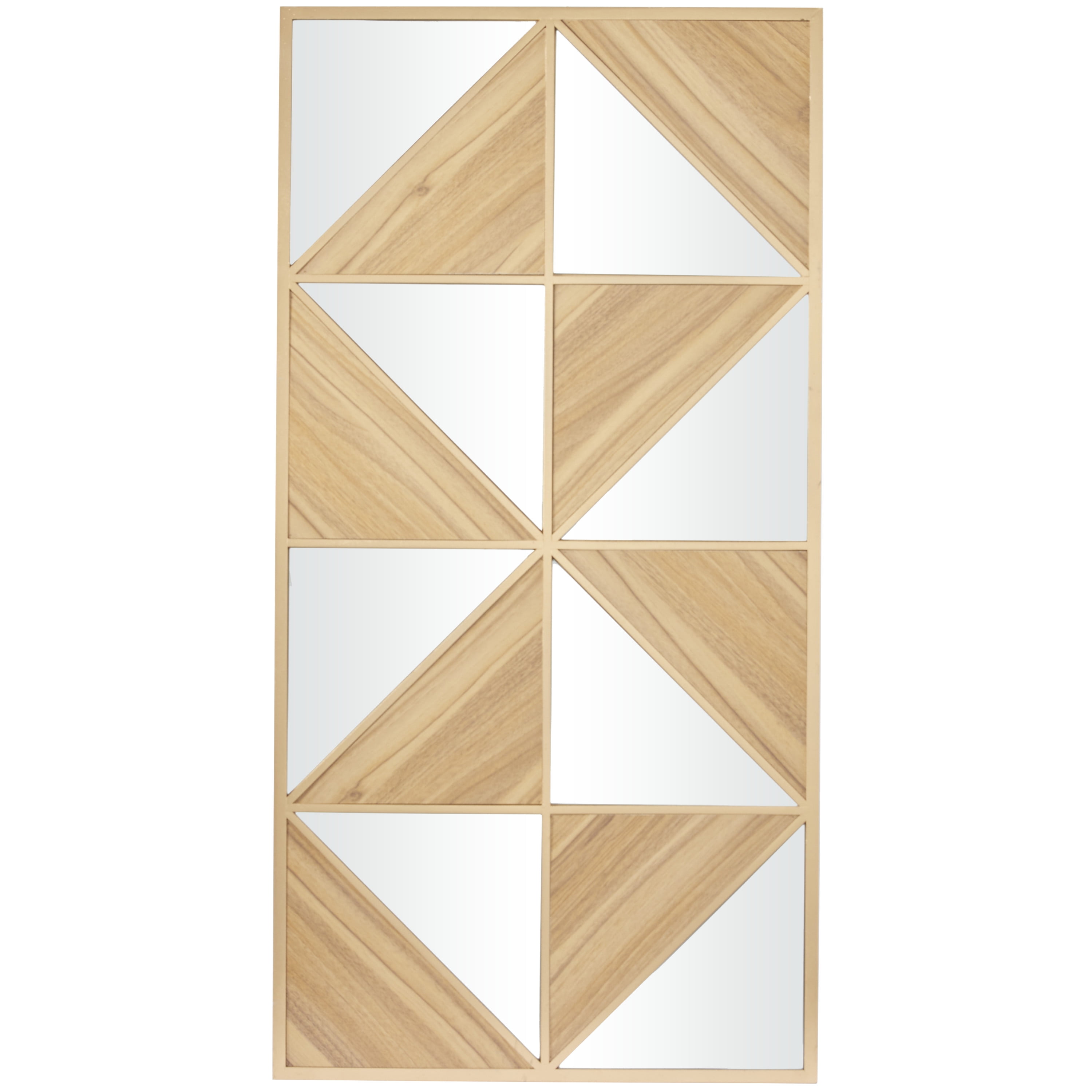 DecMode Light Brown Wood Triangle Mirrored Geometric Wall Decor ...