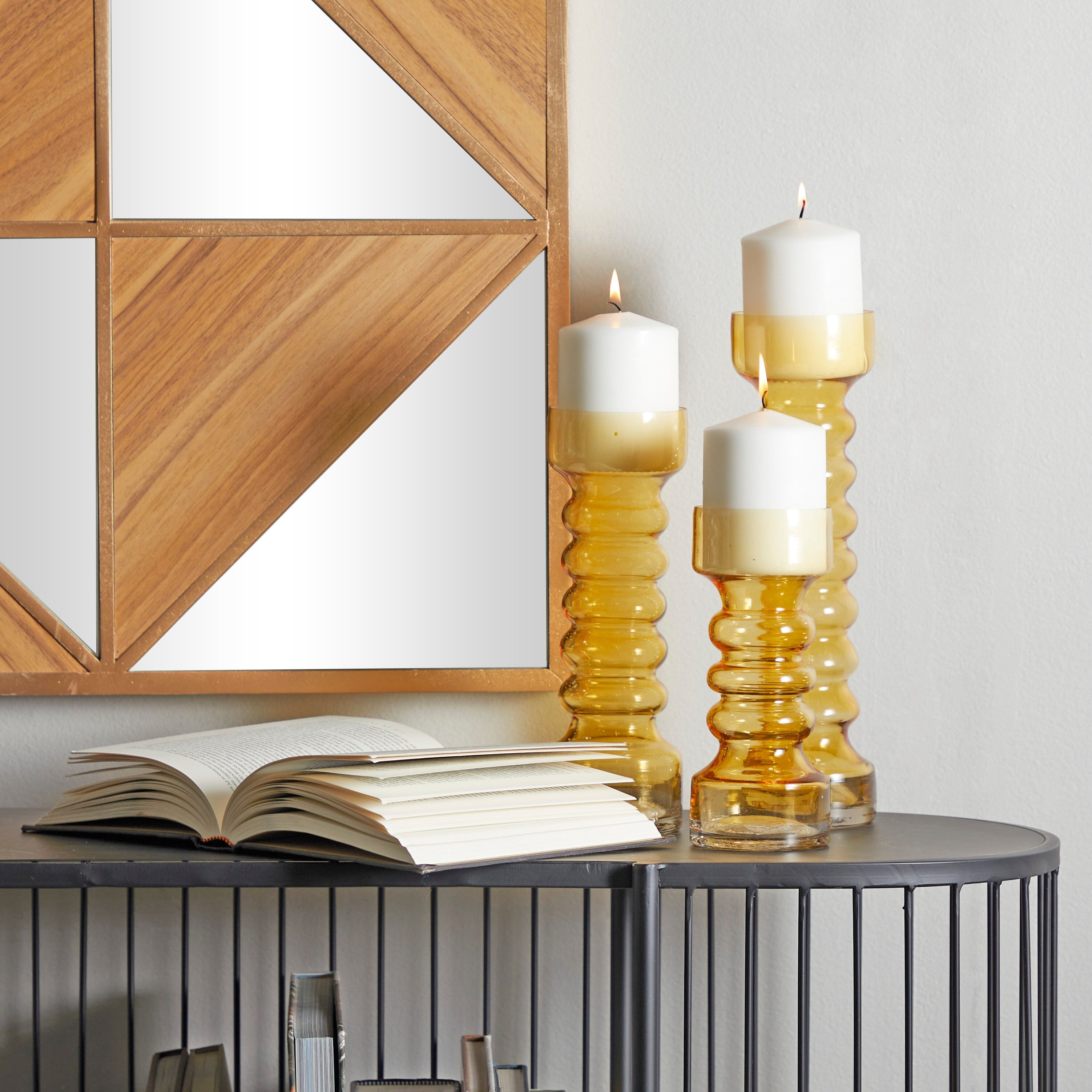 The Novogratz Ribbed Colored Glass Candle Holder (Set of 3) 3.60 x 3.65