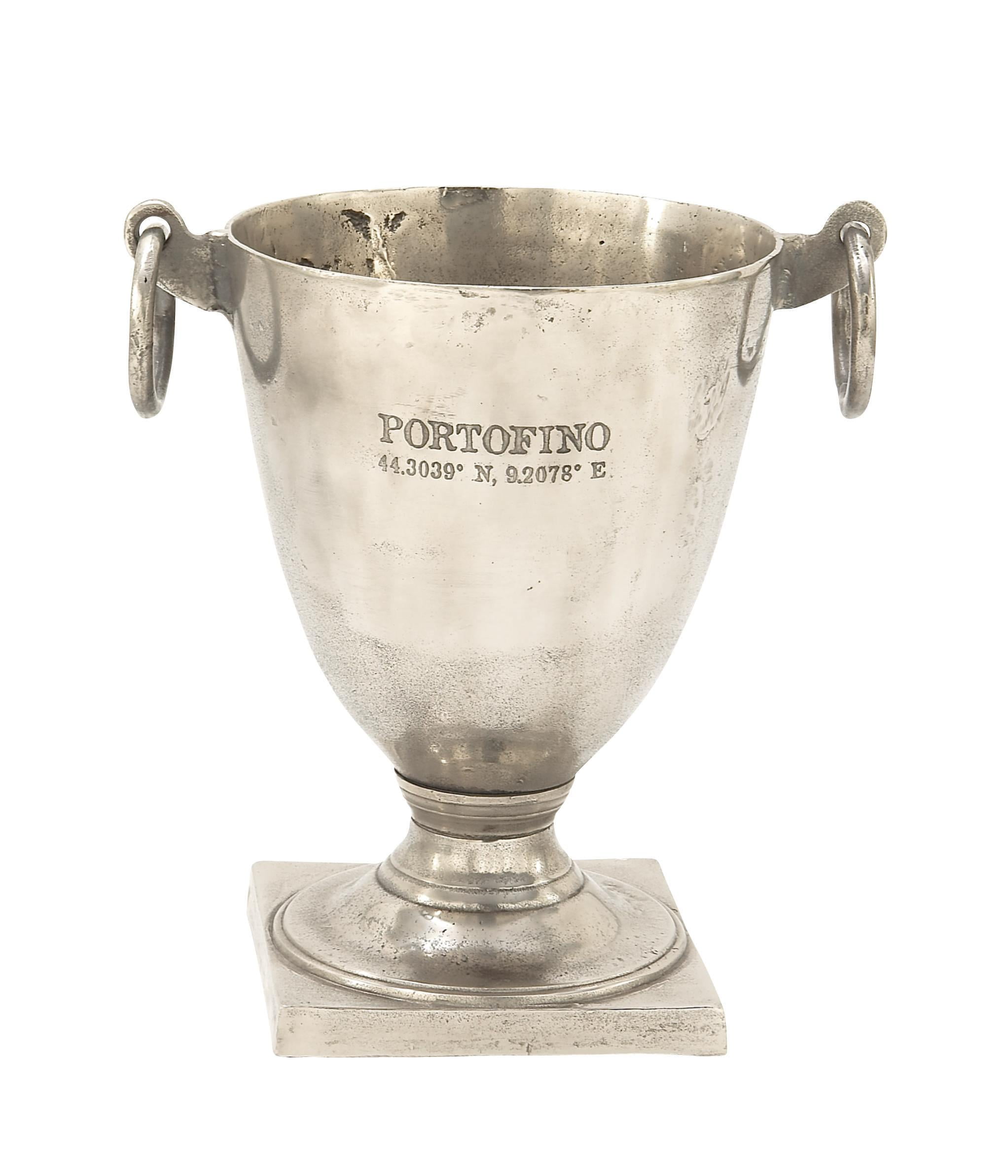 Vintage Silver Aluminum Champagne Ice Bucket with Handles