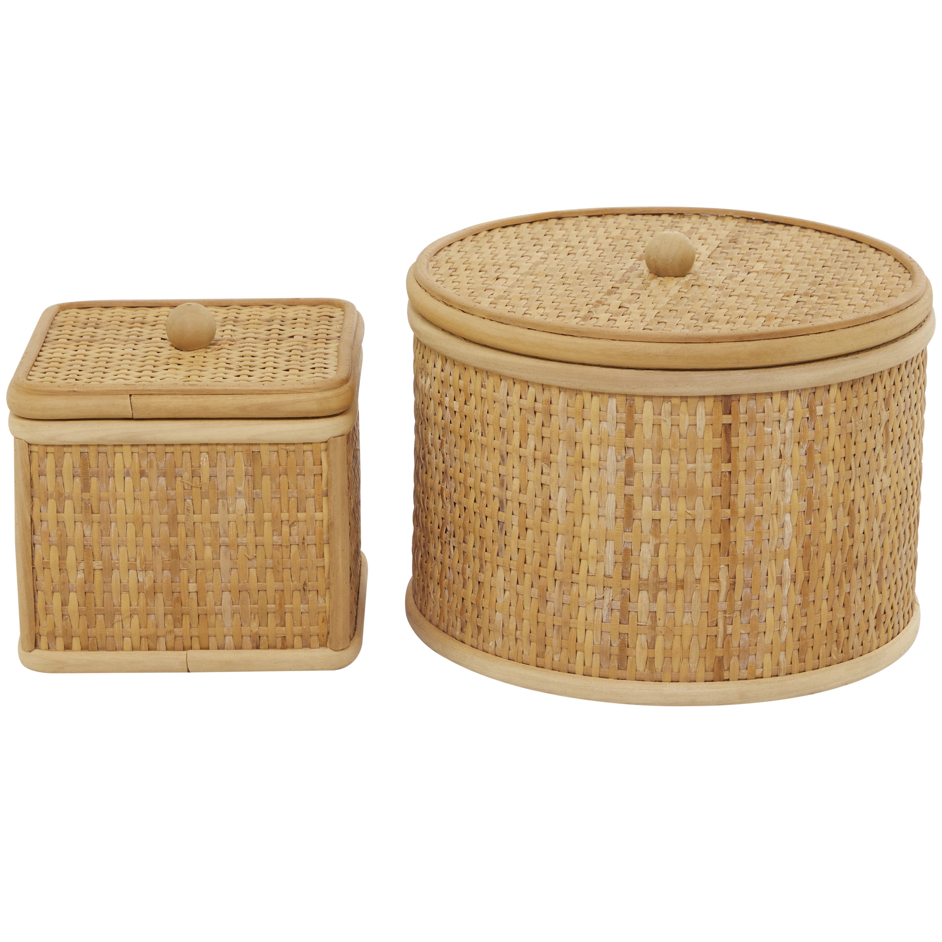 Novogratz Brown Rattan Decorative Box Set Storage - Walmart.com