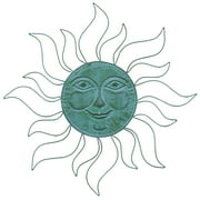 DecMode Teal Metal Indoor Outdoor Sun Wall Decor with Wire Frame