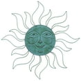 thumbnail image 1 of DecMode Teal Metal Indoor Outdoor Sun Wall Decor with Wire Frame, 1 of 8
