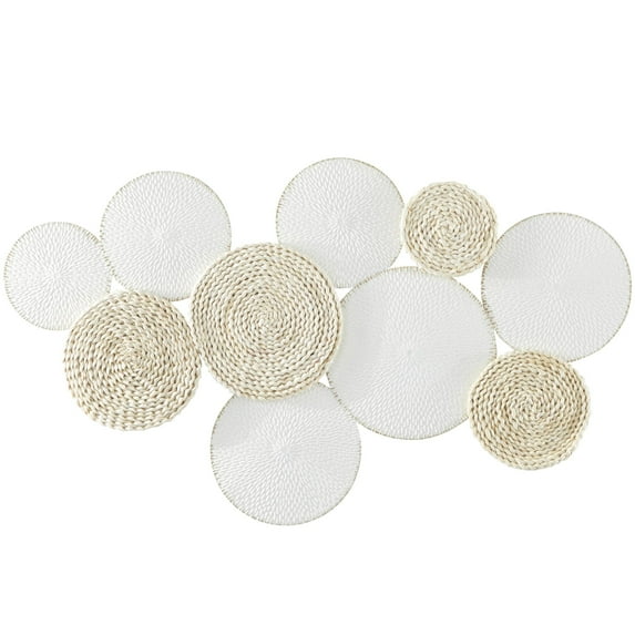 DecMode White Metal Rope Design Plate Wall Decor with Textured Pattern