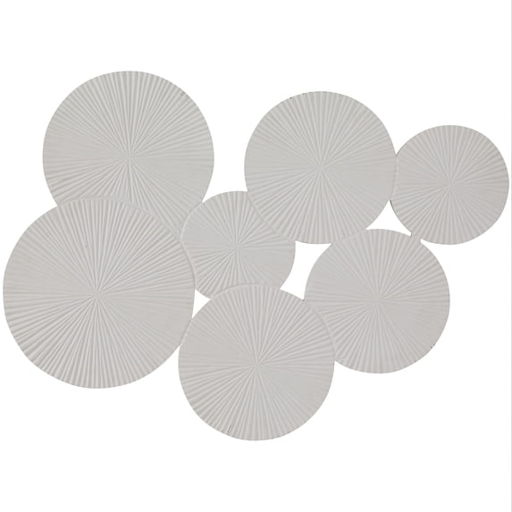 DecMode White Wood Carved Pinwheel Plate Wall Decor