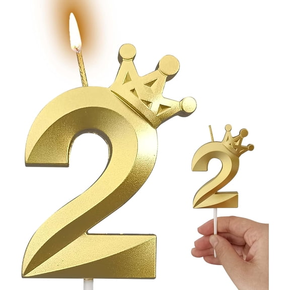 The Number 2 Birthday Candles for Cake is Beautiful Number Candles for Birthday Decorations for Boys and Girls (-2, Crown)
